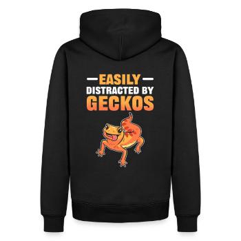 Facilement distrait par Geckos Reptile Lézard Gecko - Sweat à capuche Premium bio Homme - noir - Dos - Nico (187cm)