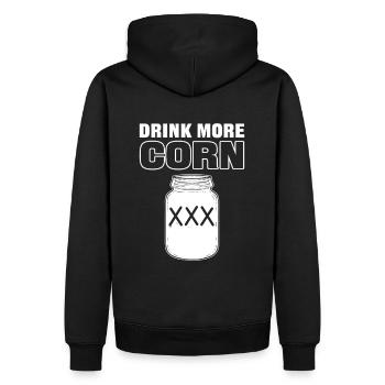 Drink More Corn Moonshine Alcohol - Männer Premium Bio Hoodie - Schwarz - Hinten - Nico (187cm)