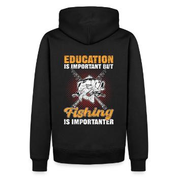 Education Is Important but Fishing Is Importanter - Männer Premium Bio Hoodie - Schwarz - Hinten - Nico (187cm)