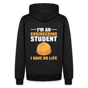 I’m an Engineering Student I Have No Life - Männer Premium Bio Hoodie - Schwarz - Hinten - Nico (187cm)