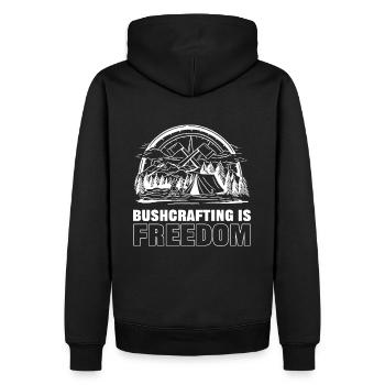 Bushcrafting is Freedom Bushcrafter Natural - Männer Premium Bio Hoodie - Schwarz - Hinten - Nico (187cm)