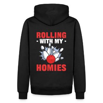 Rouler avec mes homies Bowling Bowling - Sweat à capuche Premium bio Homme - noir - Dos - Nico (187cm)