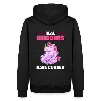 Real Unicorns Have Curves Rhino Rhinoceros - Männer Premium Bio Hoodie - Schwarz - Hinten - Nico (187cm)
