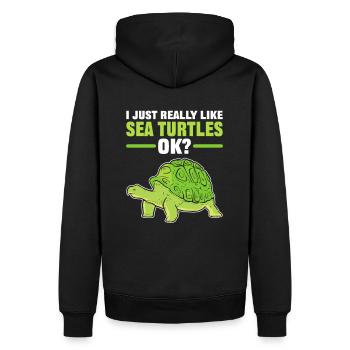 J’aime vraiment les tortues de mer, OK? Tortue - Sweat à capuche Premium bio Homme - noir - Dos - Nico (187cm)