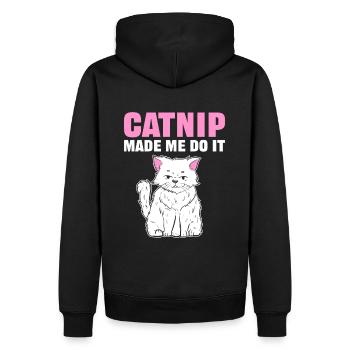 L’herbe à chat m’a fait le faire Cat Nip - Sweat à capuche Premium bio Homme - noir - Dos - Nico (187cm)