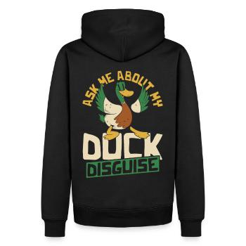 Ask Me About My Duck Disguise Duck Lover Rubber - Männer Premium Bio Hoodie - Schwarz - Hinten - Nico (187cm)