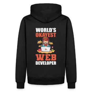 Worlds Okayest Web Developer Programmer - Männer Premium Bio Hoodie - Schwarz - Hinten - Nico (187cm)