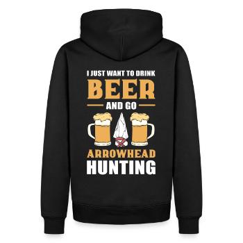 Pfeilspitzenjagd Pfeilspitzen-Jagd Pfeilspitzen-Sa - Männer Premium Bio Hoodie - Schwarz - Hinten - Nico (187cm)