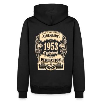 Cadeau du 70e anniversaire Mythe Légende Original - Sweat à capuche Premium bio Homme - noir - Dos - Nico (187cm)