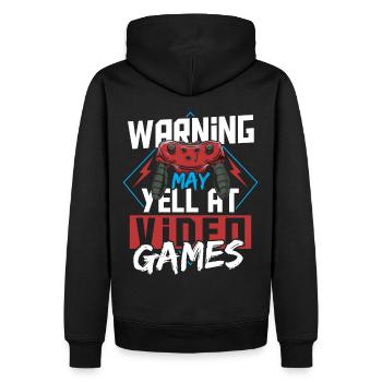 Warning May Yell At Video Games Gamer Gaming - Männer Premium Bio Hoodie - Schwarz - Hinten - Nico (187cm)