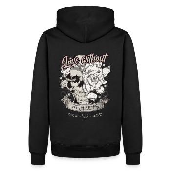 Liebe ohne Reue Skull mit Rosen Geschenk - Männer Premium Bio Hoodie - Schwarz - Hinten - Nico (187cm)