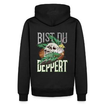 Bist Du deppert Dschungel Insel Geschenk - Männer Premium Bio Hoodie - Schwarz - Hinten - Nico (187cm)