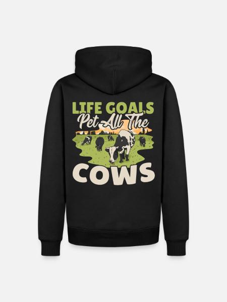 Ko Køer Muh Yver Malkeko Gård Ko Kraniet Landmand - Herre Premium økologisk hoodie - sort