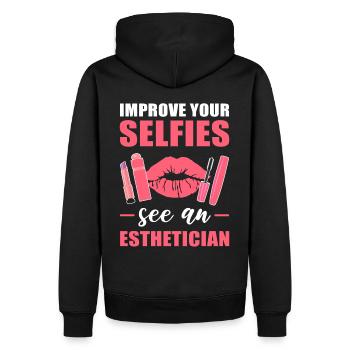 Kosmetikerin Ästhetikerin Kosmetik Ästhetikerin Mi - Männer Premium Bio Hoodie - Schwarz - Hinten - Nico (187cm)
