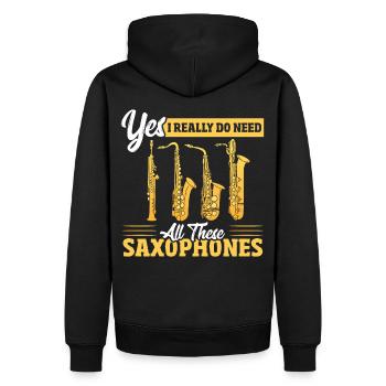 Saxophone Saxophones Joueur de jazz Marching Band Sym - Sweat à capuche Premium bio Homme - noir - Dos - Nico (187cm)