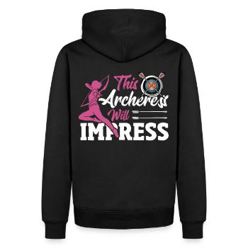 This Archeress will Impress Archery Hunting Archer - Men’s Premium Organic Hoodie - black - Back - Nico (187cm)