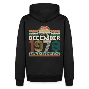 Décembre Né en 1978 Cadeau du 44e anniversaire - Sweat à capuche Premium bio Homme - noir - Dos - Nico (187cm)