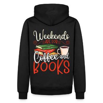 Les week-ends sont pour le café et les livres Amoureux du livre - Sweat à capuche Premium bio Homme - noir - Dos - Nico (187cm)