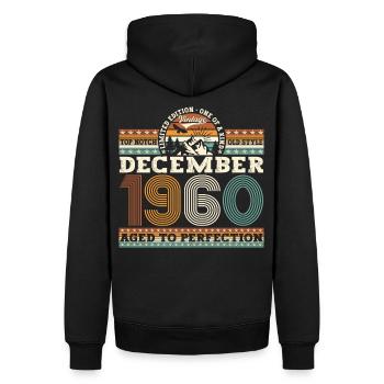 Né en décembre 1960 cadeau de 62e anniversaire - Sweat à capuche Premium bio Homme - noir - Dos - Nico (187cm)