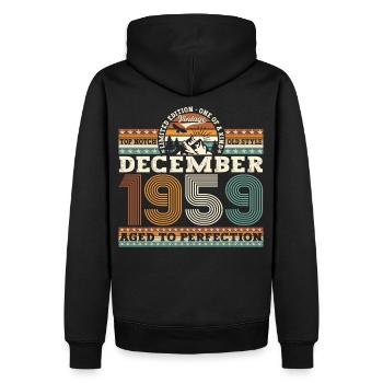 Né en décembre 1959 cadeau de 63e anniversaire - Sweat à capuche Premium bio Homme - noir - Dos - Nico (187cm)