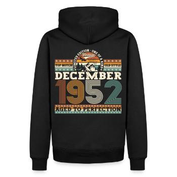 Né en décembre 1952 Cadeau du 70e anniversaire - Sweat à capuche Premium bio Homme - noir - Dos - Nico (187cm)