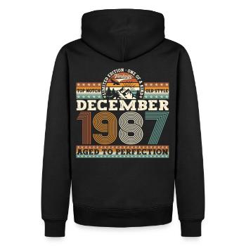 Décembre Millésime 1987 35ème Cadeau d’Anniversaire - Sweat à capuche Premium bio Homme - noir - Dos - Nico (187cm)