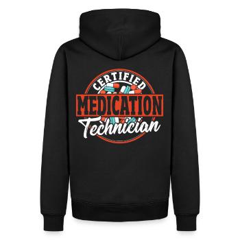 Certified Medication Technician Pharmacy - Men’s Premium Organic Hoodie - black - Back - Nico (187cm)