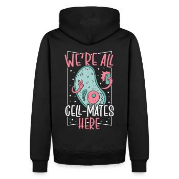 Nous sommes tous des compagnons de cellule ici Microbiologie - Sweat à capuche Premium bio Homme - noir - Dos - Nico (187cm)