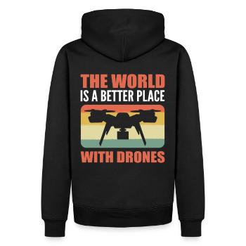 The World Is a Better Place With Drones RC Drone - Männer Premium Bio Hoodie - Schwarz - Hinten - Nico (187cm)