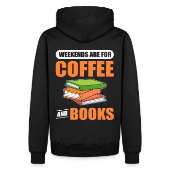 Les week-ends sont pour le café et les livres Amoureux du livre - Sweat à capuche Premium bio Homme - noir - Dos - Nico (187cm)