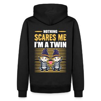 Nothing Scares Me I'm A Twin Halloween Twins - Männer Premium Bio Hoodie - Schwarz - Hinten - Nico (187cm)
