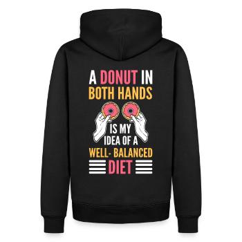 A Donut in Both Hands Is My Idea of a - Men’s Premium Organic Hoodie - black - Back - Nico (187cm)