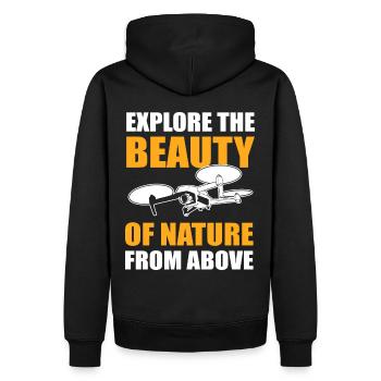 Explorez la beauté d’une nature vue d’en haut du drone - Sweat à capuche Premium bio Homme - noir - Dos - Nico (187cm)