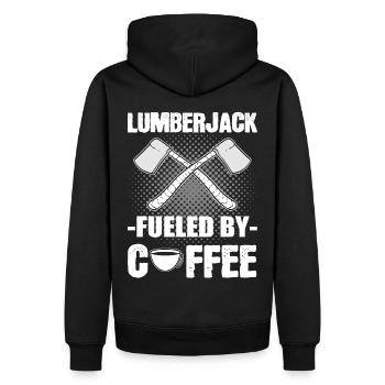 Lumberjack Fueled by Coffee Woodcutter Forester - Männer Premium Bio Hoodie - Schwarz - Hinten - Nico (187cm)