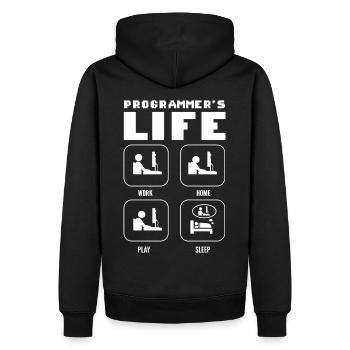 Programmers Life. Work Home Play Sleep Programming - Männer Premium Bio Hoodie - Schwarz - Hinten - Nico (187cm)