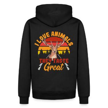 I Love Animals They Taste Great Deer Hunting - Männer Premium Bio Hoodie - Schwarz - Hinten - Nico (187cm)