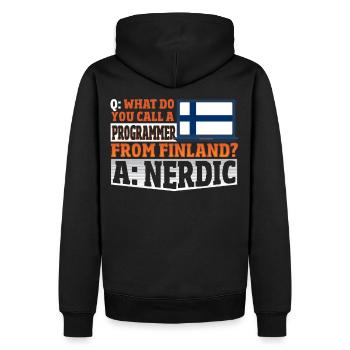 What do you call a Programmer from Finland? Nerd - Männer Premium Bio Hoodie - Schwarz - Hinten - Nico (187cm)