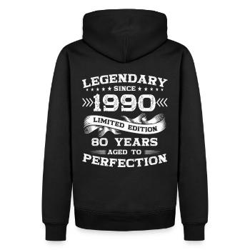 Né en 1990 33ème anniversaire Cadeau homme / femme - Sweat à capuche Premium bio Homme - noir - Dos - Nico (187cm)