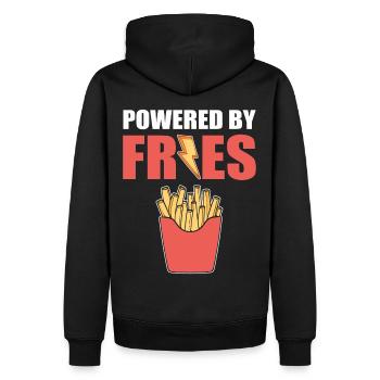 Powered by Fries Potato French Fries - Männer Premium Bio Hoodie - Schwarz - Hinten - Nico (187cm)