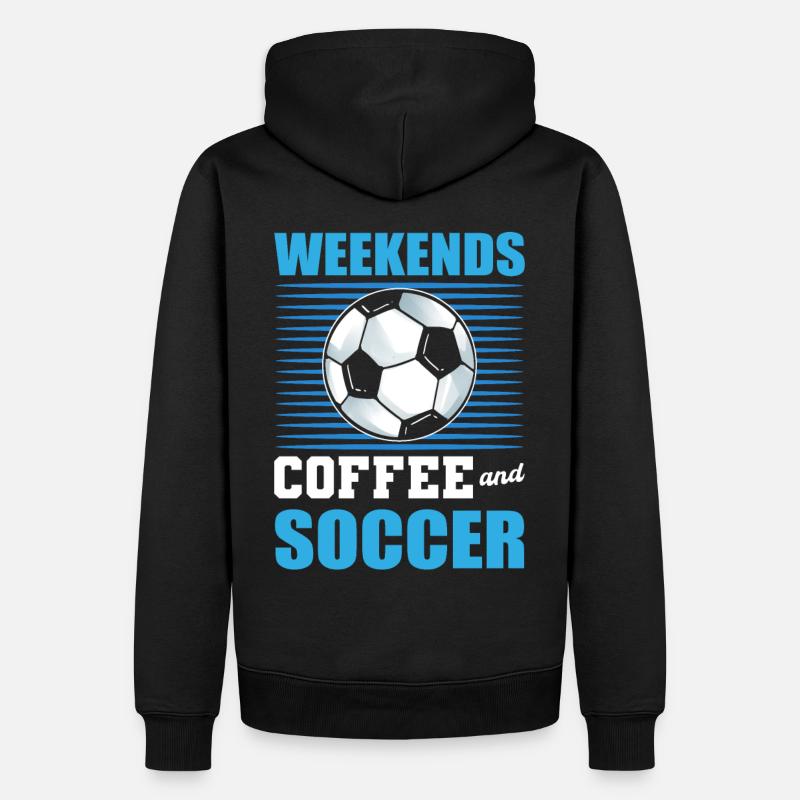 Weekends Coffe and Soccer - Männer Premium Bio Hoodie - Schwarz