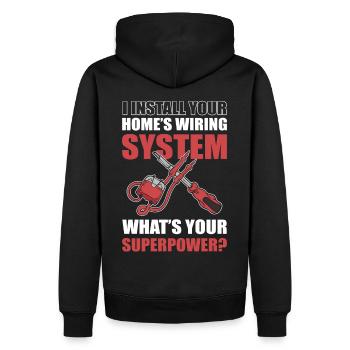 J’installe l’électricien du système de câblage de votre maison - Sweat à capuche Premium bio Homme - noir - Dos - Nico (187cm)