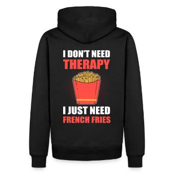 I Don't Need Therapy. I Just Need French Fries - Men’s Premium Organic Hoodie - black - Back - Nico (187cm)