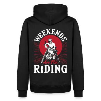 Weekends Are For Riding Motorcycle Biker - Men’s Premium Organic Hoodie - black - Back - Nico (187cm)