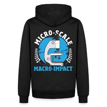 Micro-Scale, Macro-Impact Microbiology - Men’s Premium Organic Hoodie - black - Back - Nico (187cm)