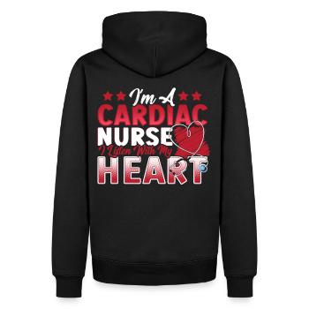Je suis une infirmière cardiaque que j’écoute avec mon cœur - Sweat à capuche Premium bio Homme - noir - Dos - Nico (187cm)