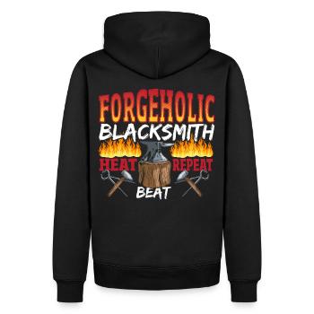 ForgeHolic BlackSmith Heat Beat Repeat - Männer Premium Bio Hoodie - Schwarz - Hinten - Nico (187cm)