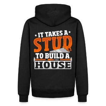 Il faut un poteau pour construire un charpentier de maison - Sweat à capuche Premium bio Homme - noir - Dos - Nico (187cm)