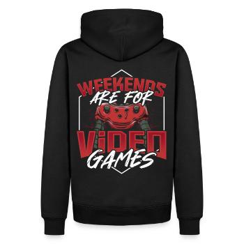 Weekends Are For Video Games Gamer Gaming - Männer Premium Bio Hoodie - Schwarz - Hinten - Nico (187cm)
