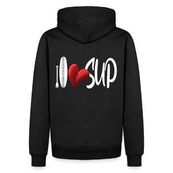 SUP Girl Stand Up Paddling Watersports - Männer Premium Bio Hoodie - Schwarz - Hinten - Nico (187cm)