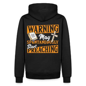 Warning May Spontaneously Start Preaching Pastor - Men’s Premium Organic Hoodie - black - Back - Nico (187cm)